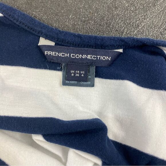 FRENCH CONNECTION Women NAVY BLUE & WHITE FUN STRIPED LONG MAXI DRESs Size 4 EUC - Picture 10 of 10